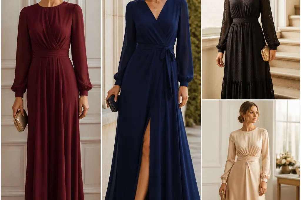 Budget-friendly classy long sleeve evening party dress ideas
