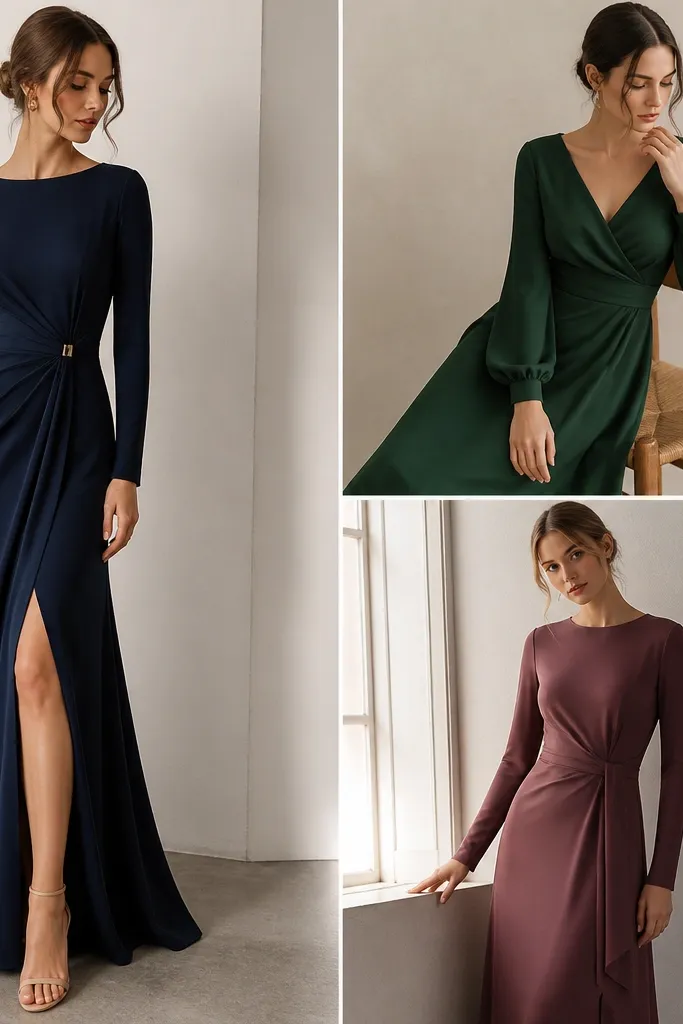 Budget-friendly classy long sleeve evening party dress ideas