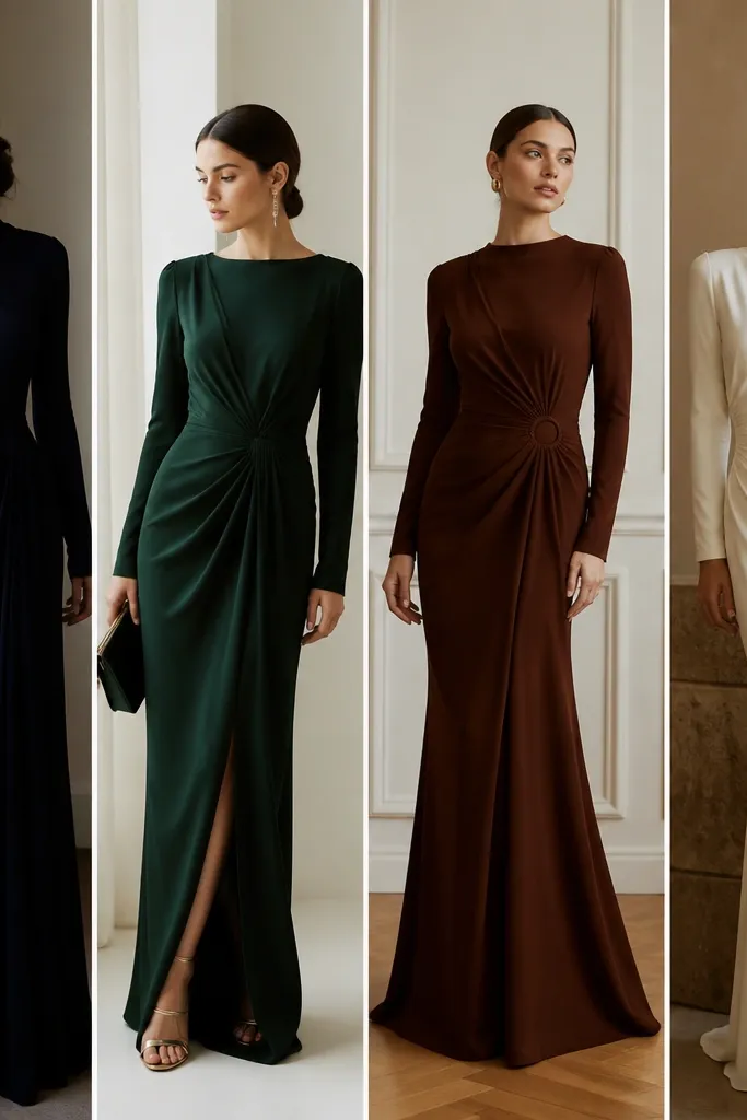 Quick and easy long sleeve maxi evening dress picks