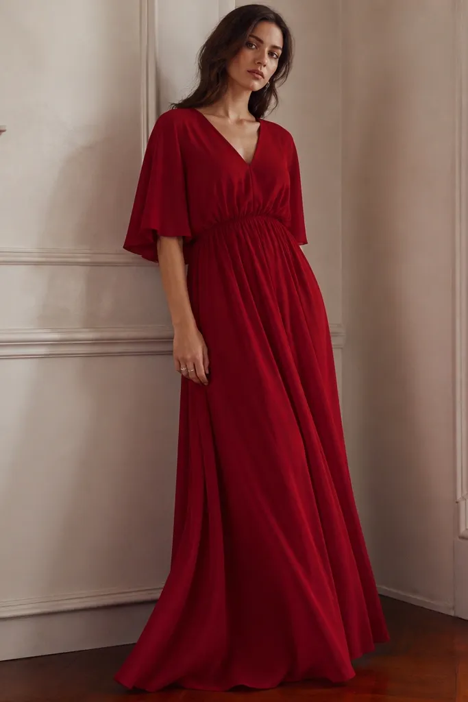 Renter-friendly long red evening dresses with easy fit