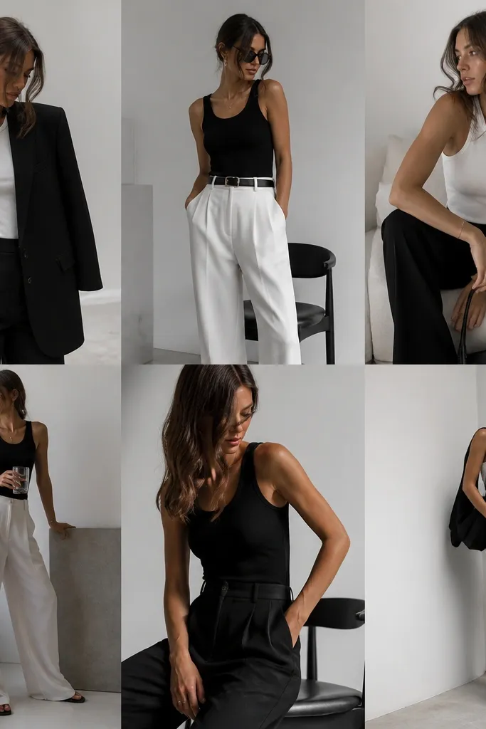 Aesthetic black and white tank top outfit ideas