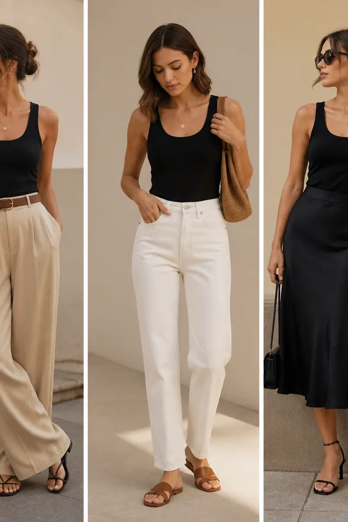 Beginner-friendly black tank top outfit ideas