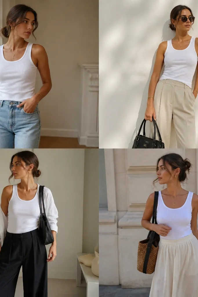 Beginner-friendly white tank top outfit ideas