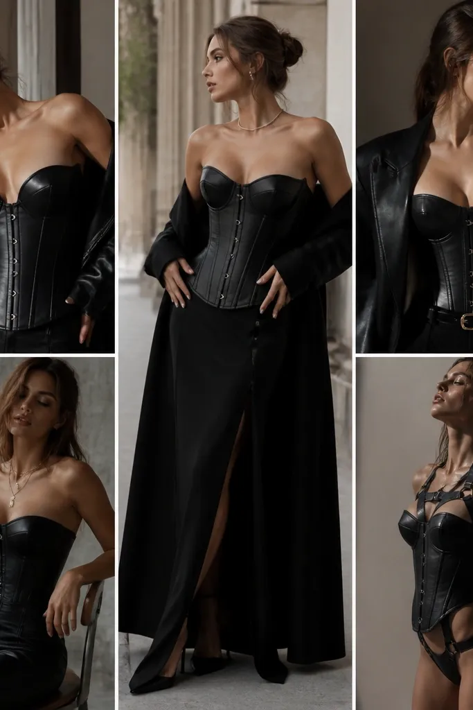 Black leather corset outfit ideas for a bold look