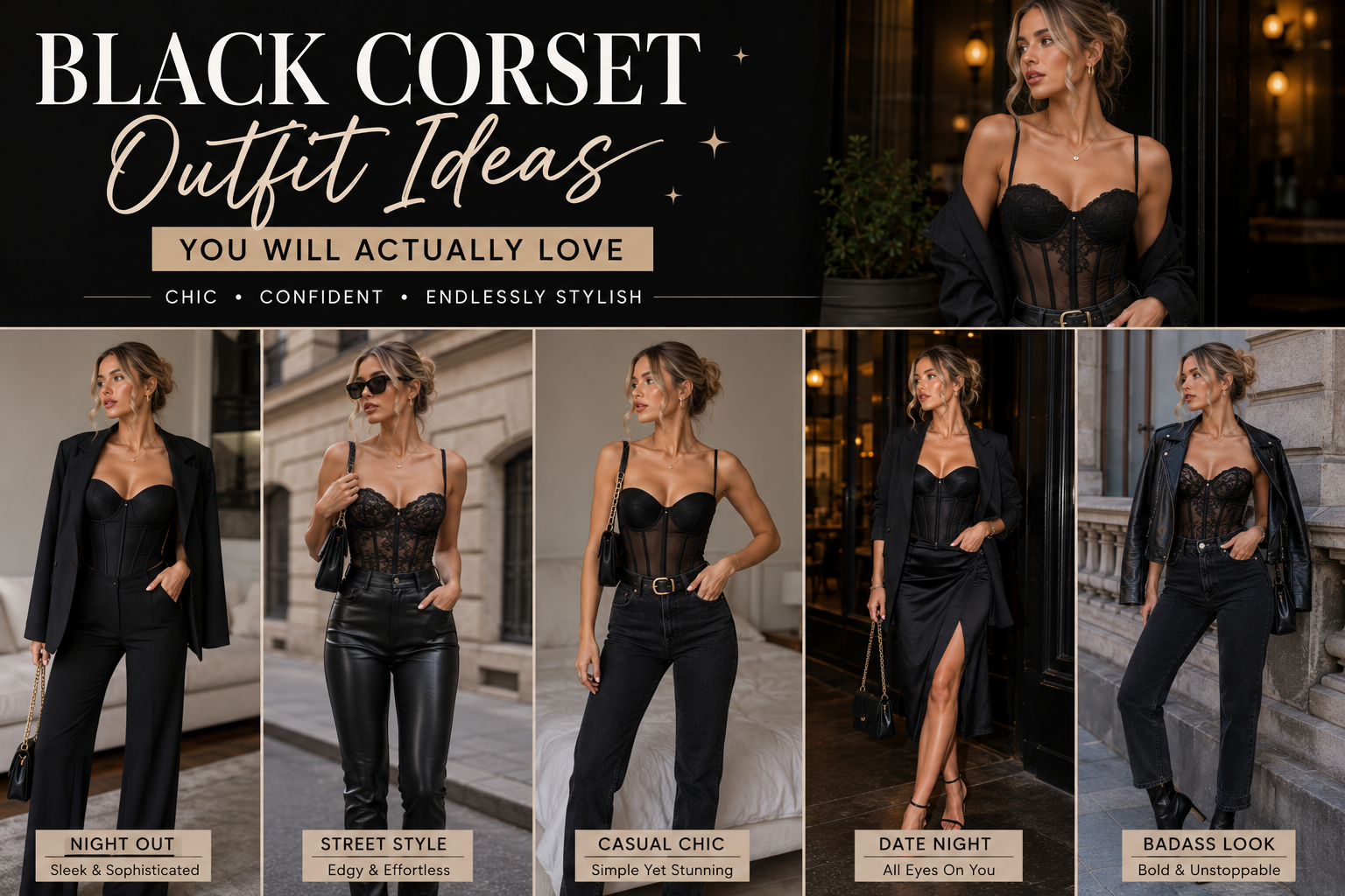 Black corset outfit small space styling ideas