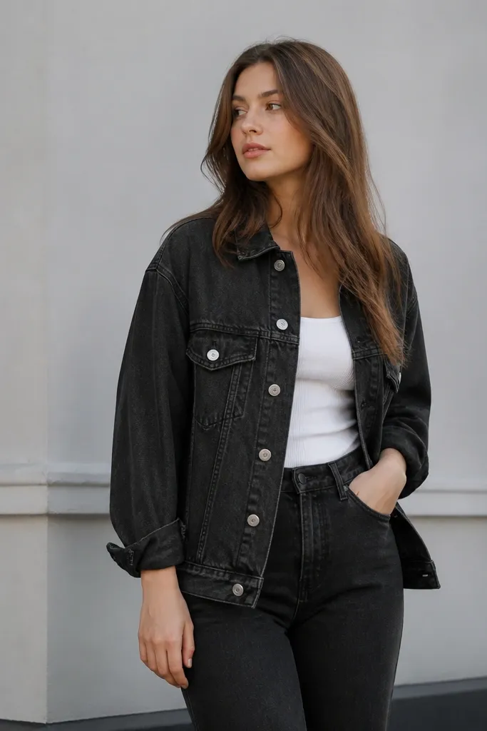 Black denim jacket outfit for beginners