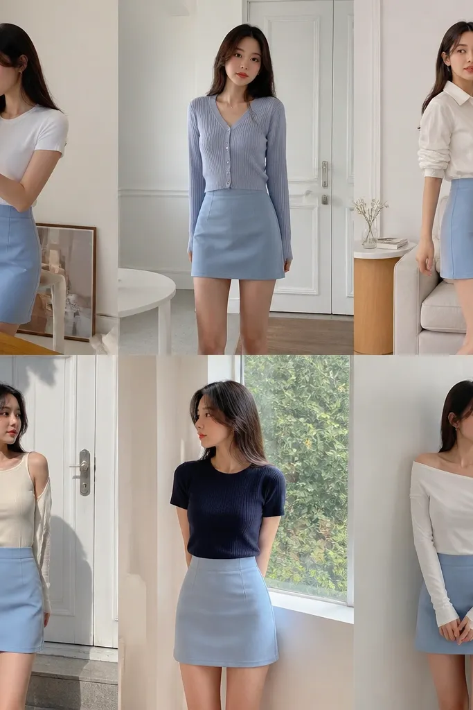Beginner-friendly blue mini skirt outfit ideas