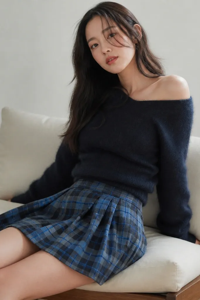 Modern styling for a blue plaid skirt