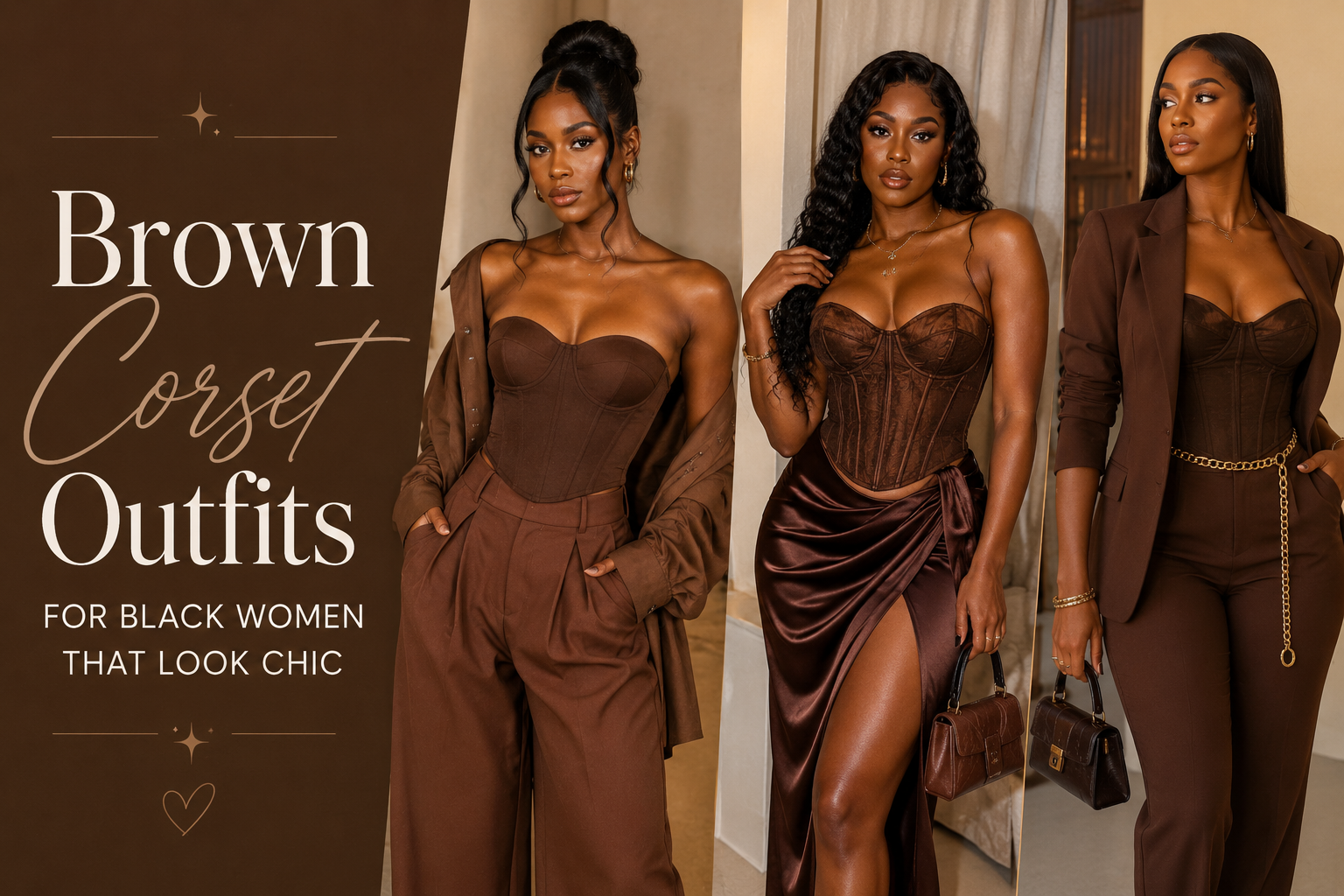 Brown corset outfit ideas for Black women in black