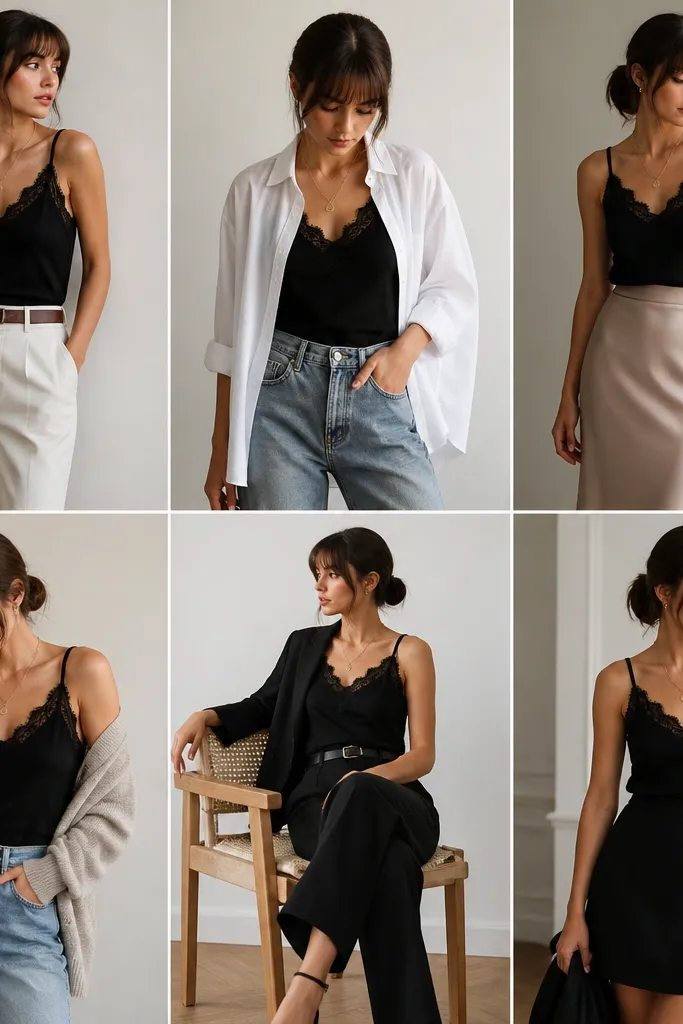 Budget-friendly black lace tank top outfit ideas