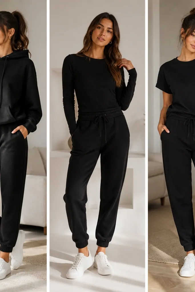 Comparison review black joggers outfit women