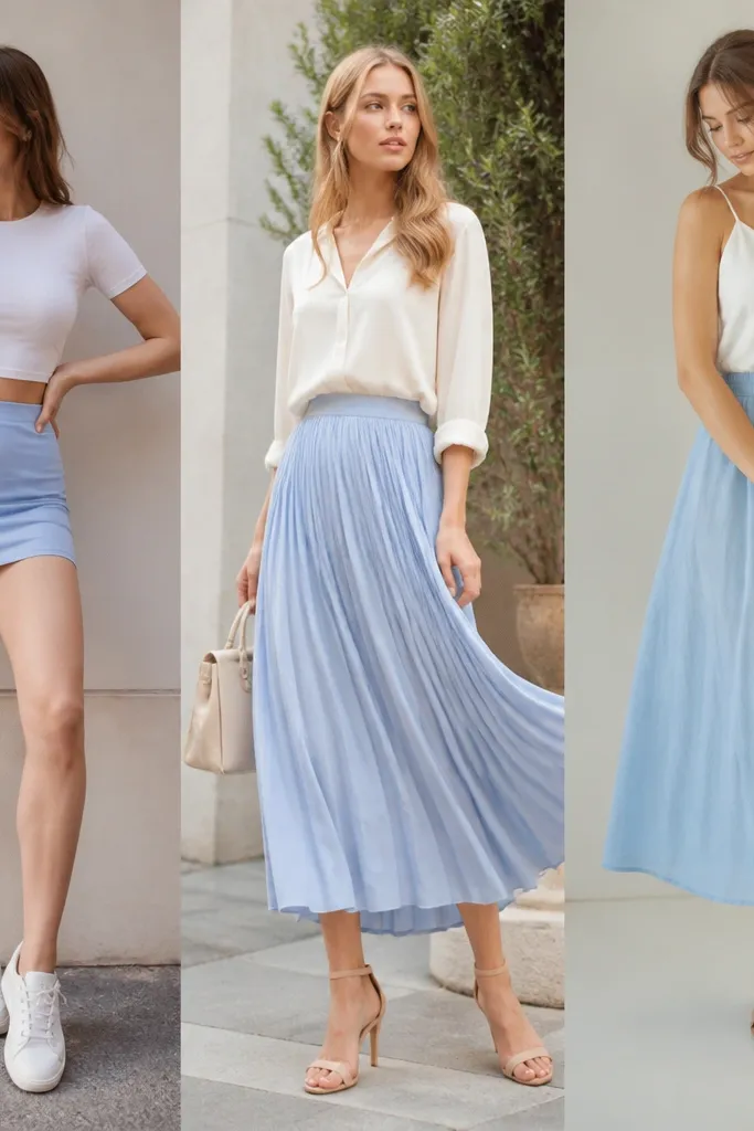 Mistakes to avoid with light blue skirt outfits