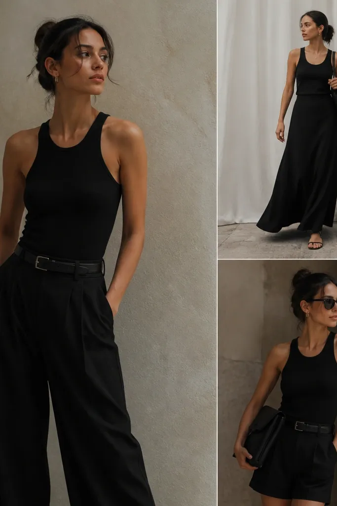 Low maintenance tank top black outfit ideas