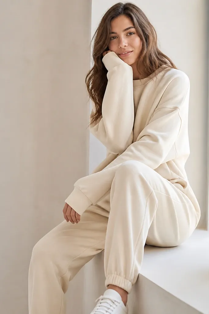 Mistakes cream joggers outfit women