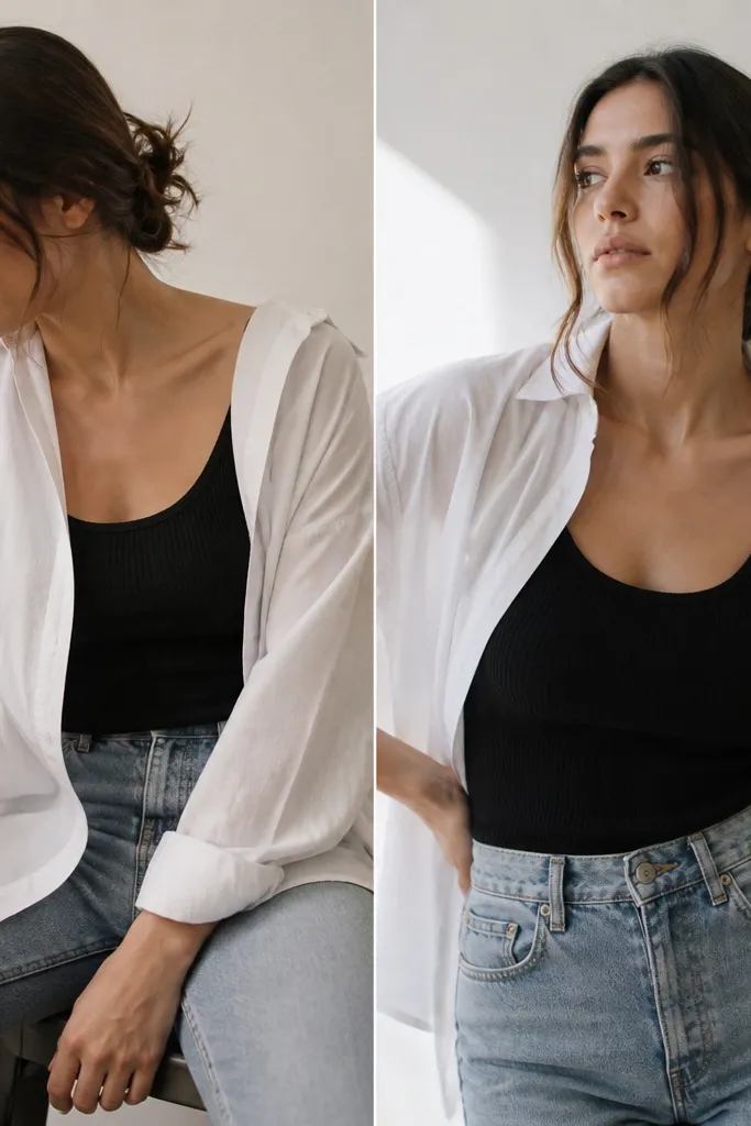 Mistakes to avoid with white shirt and black tank top