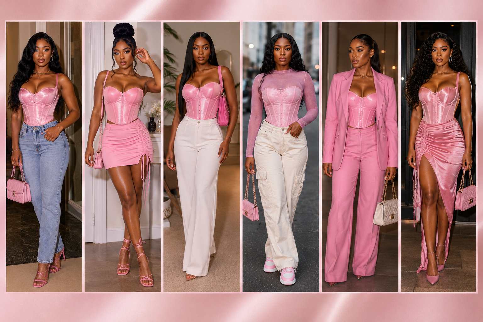 Pink corset outfit ideas for Black women