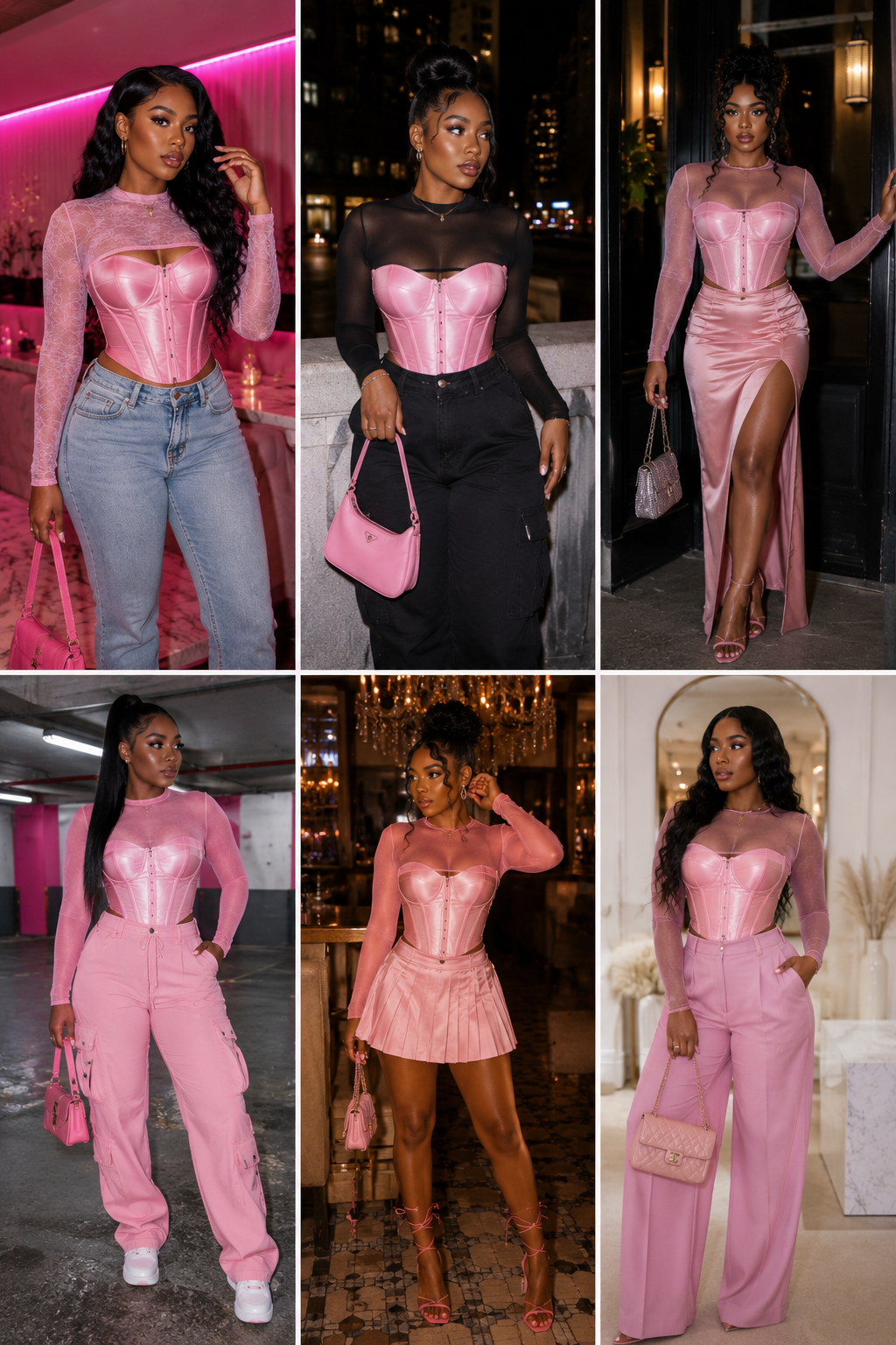 Pink corset outfit ideas for Black women